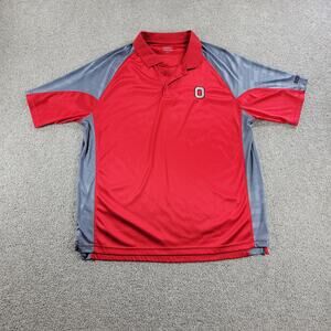 Vintage Ohio State Buckeyes Polo Shirt Mens XL Red Gray Dri Fit Football Game